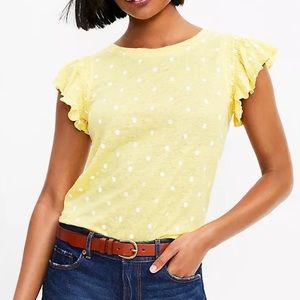 LOFT Dotted Linen Flutter Tee in Yellow
